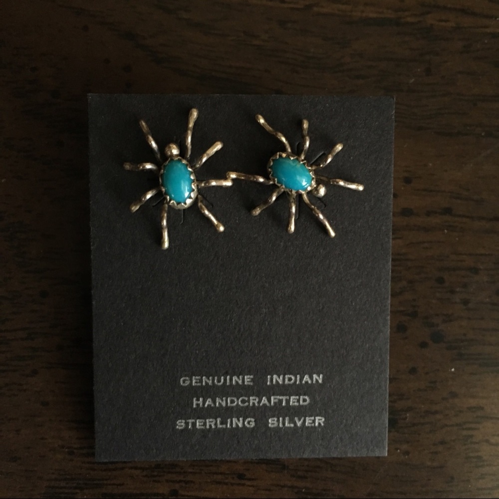 🕷 Sterling silver and turquoise spider earrings